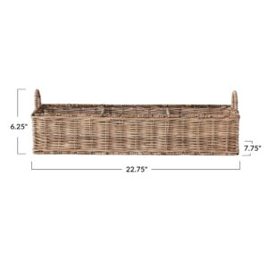 Creative Co-Op Rattan Hand-Woven Sectioned Basket, Natural