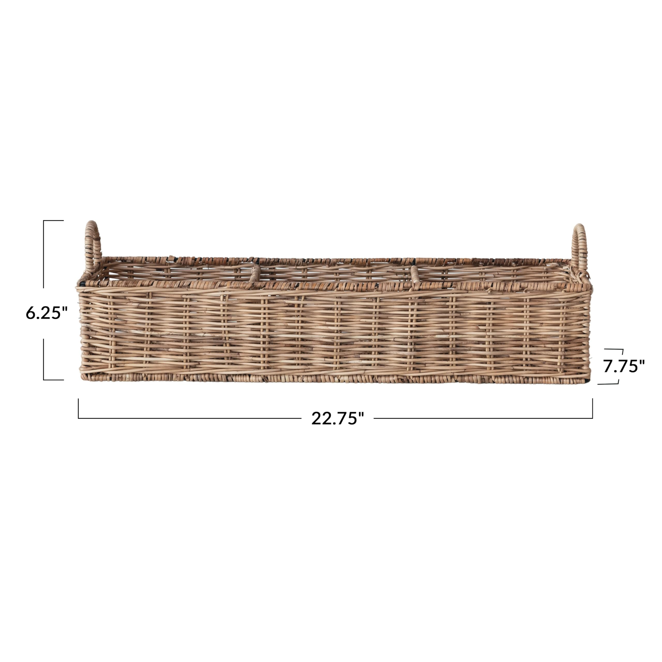 Creative Co-Op Rattan Hand-Woven Sectioned Basket, Natural