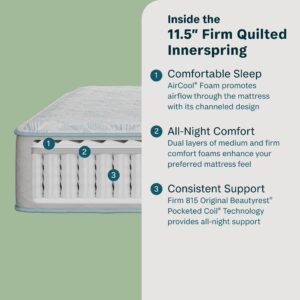 Beauty Sleep DreamRest Firm 11.5" Twin XL Mattress, Pocketed Coils, Cooling, Breathable, and Pressure Relieving - 100 Night Trial, CertiPUR-US Certified and 10 Year Limited Warranty