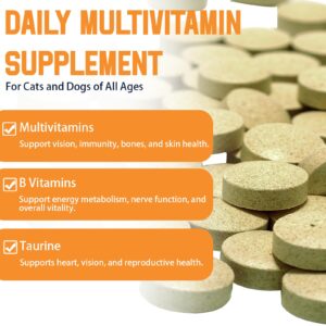 Pet Nutritional 12-in-1 Multivitamin Supplement Tablets for Dogs& Cats, Supports Immune, Skin, Gut Health with Vitamins A, B, C, D, E & Minerals, 150 Tablets