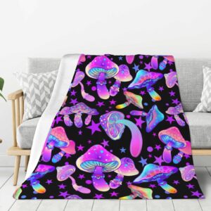 Mushrooms Magic Throws Blanket Gifts for Men Women Couch Bed Bedding Soft Rainbow Hippie Flannel Blankets 50x40 Inch