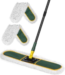 24" commercial dust mop for floor cleaning, heavy duty large mop with replacement mop pads, industrial duster floor wet dry mop for cleaning office garage hardwood warehouse factory mall