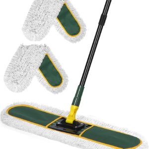 24" Commercial Dust Mop for Floor Cleaning, Heavy Duty Large Mop with Replacement Mop Pads, Industrial Duster Floor Wet Dry Mop for Cleaning Office Garage Hardwood Warehouse Factory Mall