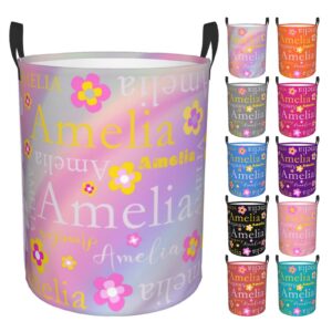 personalized laundry basket custom laundry hamper with name baby storage basket with handles circular dirty clothes hamper for girls women