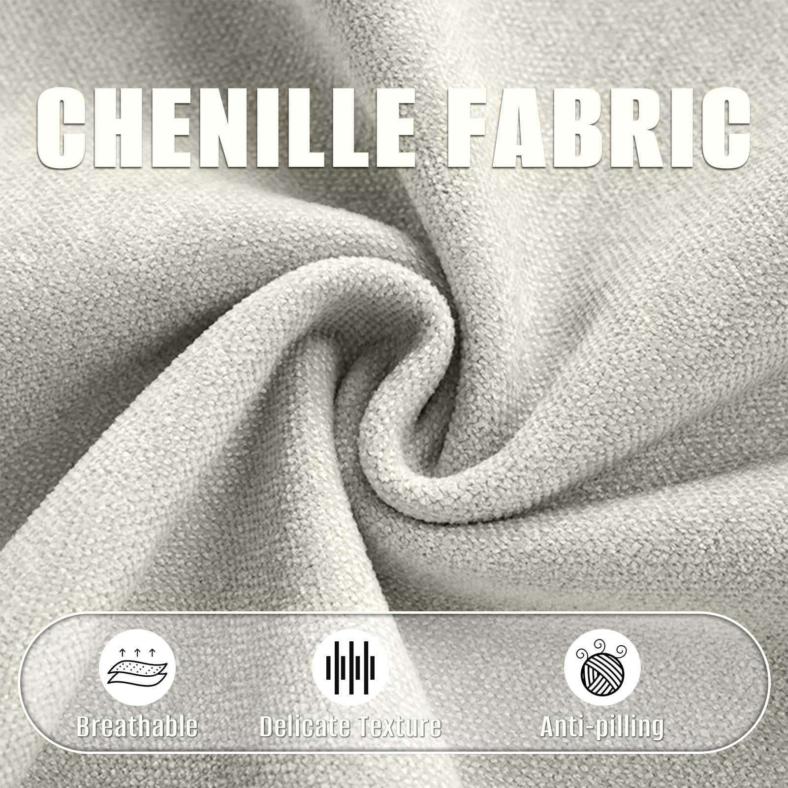 60" x 40" Chenille Fabric | Soft Luxury for Home Decor & Fashion | Crafting Cozy Comfort & Timeless Elegance (Beige)