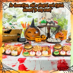 Baderke 3 Pcs Halloween Serving Trays 13 x 10 Inch Reusable Pumpkin Food Snack Trays Melamine Rectangular Party Dinner Plates for Halloween Trick or Treat Party Tableware Supplies