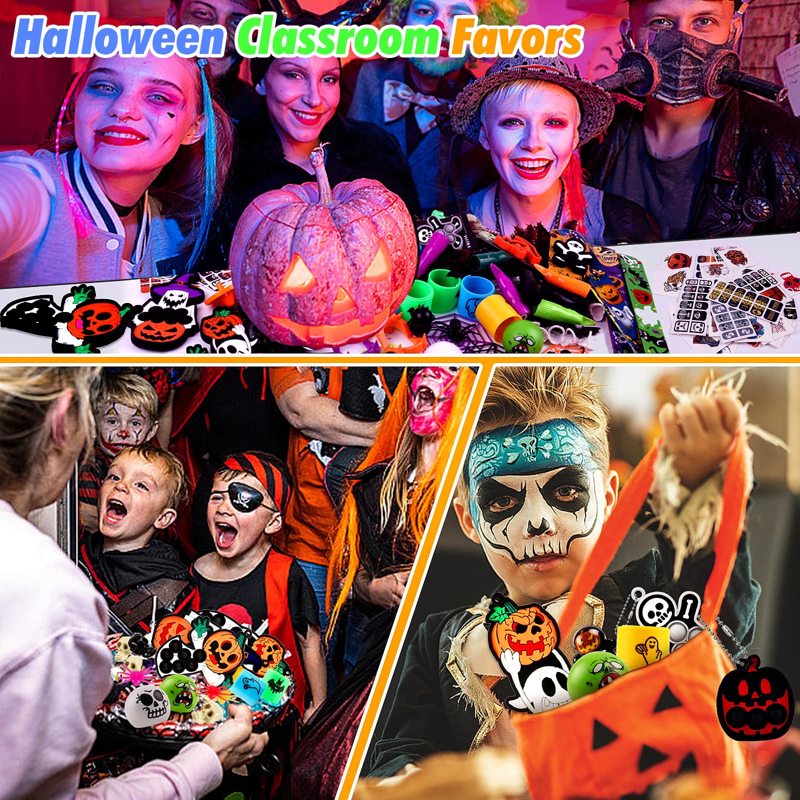 ChildFun 320 PCS Halloween Party Favors for Kids, Halloween Toys Bulk, Fidget Toys Bulk, Halloween Goodie Bag Stuffers, Halloween Classroom Favors, Halloween Treats Non Candy