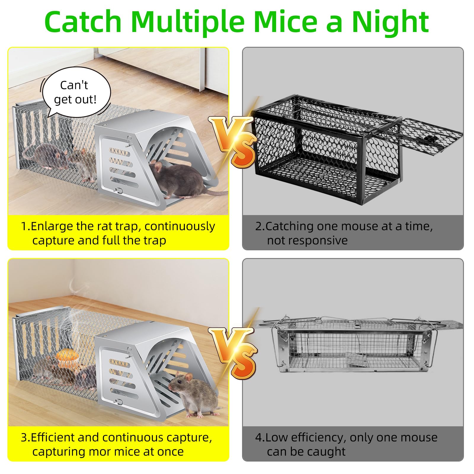 Humane Rat Trap Outdoor Chipmunk Rodent Trap Humane Mouse Trap Indoor Squirrel Trap,Metal Humane Rat Mouse Live Cage Trap,Sensitive Pedal Trigger,Live Animal Trap for Rodents,Moles,Voles,Mice