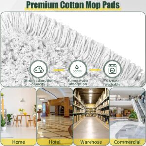 24" Commercial Dust Mop for Floor Cleaning, Heavy Duty Large Mop with Replacement Mop Pads, Industrial Duster Floor Wet Dry Mop for Cleaning Office Garage Hardwood Warehouse Factory Mall