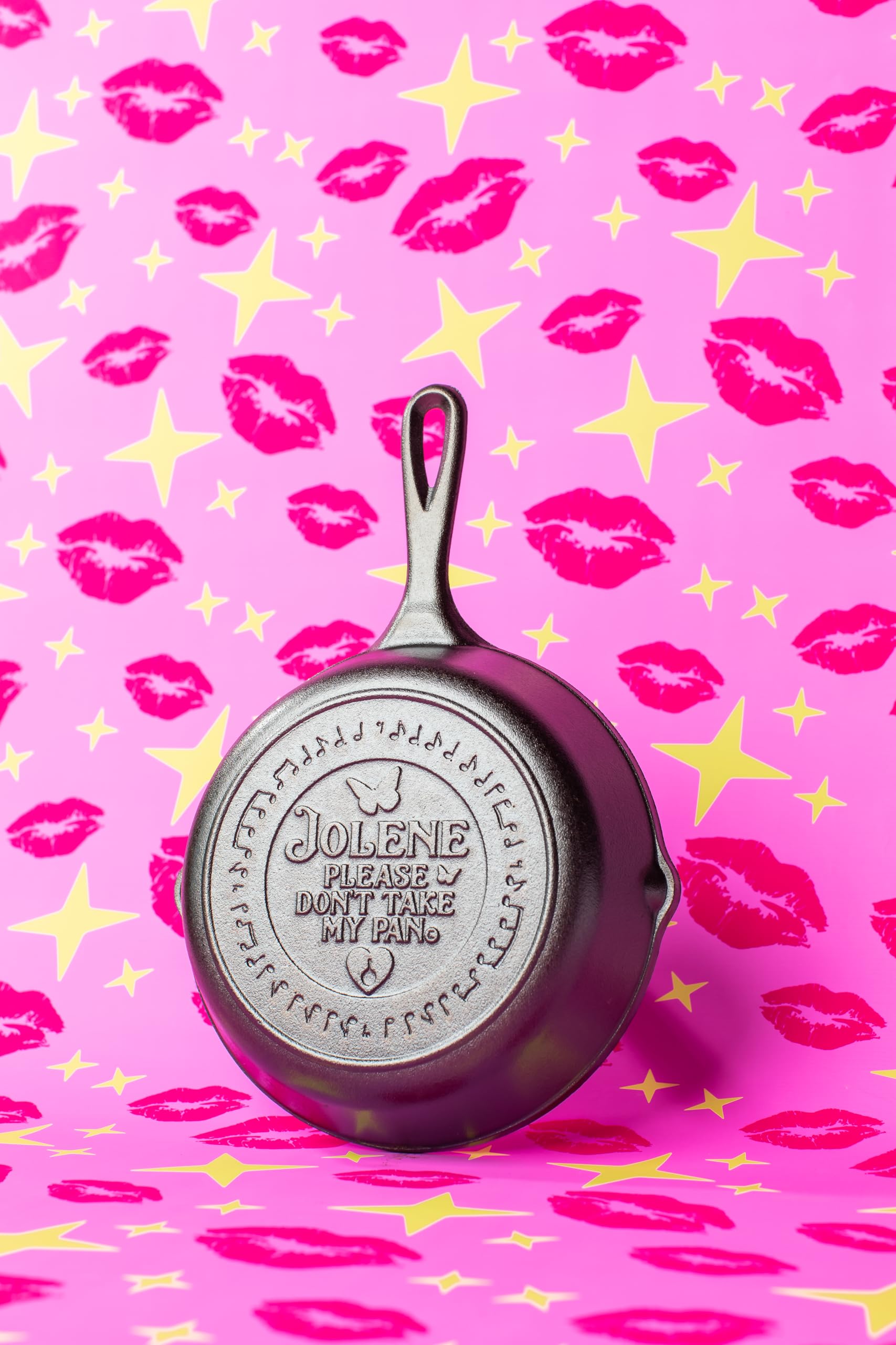 Lodge 8 Inch Dolly Parton Pre-Seasoned Cast Iron Stamped Skillet - Signature Teardrop Handle - Use in the Oven, on the Stove, on the Grill, or Over a Campfire - Jolene