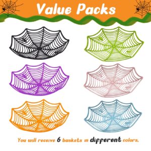 HEKEDES 6 Pcs Halloween Candy Bowl Set, Spider Web Halloween Candy Basket Halloween Tableware Decorations for Table Desk Haunted House Trick Or Treat Party Supplies Favors