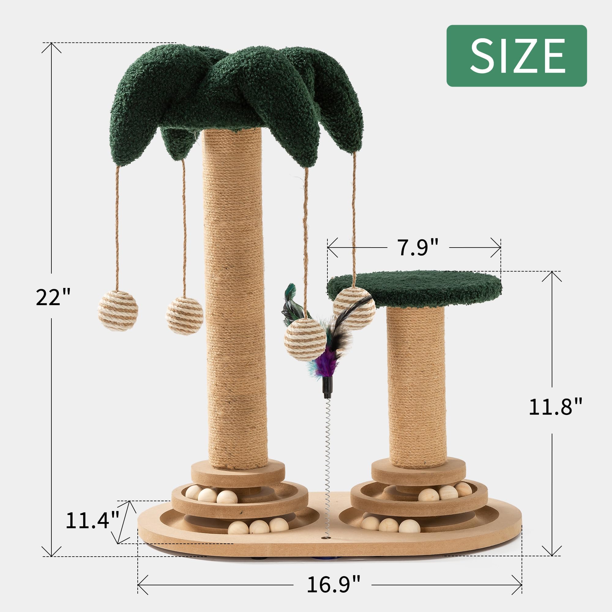 Large Cat Scratching Post - Sturdy Indoor Cute Cat Scratcher Sisal Fun Scratching Posts with Hanging Ball Large Cat Tree for Kittens Smaller Cats 22" Tall