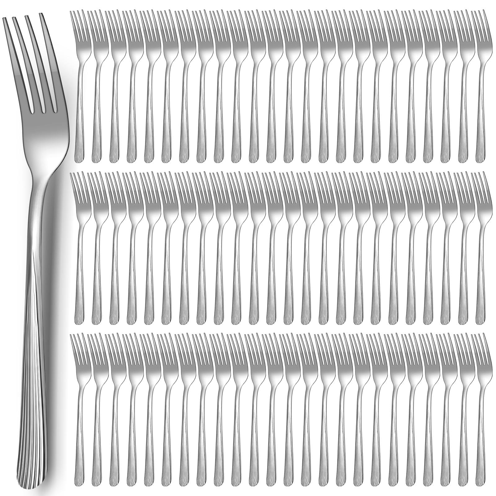 Minatee 100 Pieces Dinner Forks Bulk Set 6.9 Inches Stainless Steel Metal Forks Flatware Fork Silverware Salad Forks Table Fork Mirror Polished for Home Restaurant Eating Kitchen Utensils