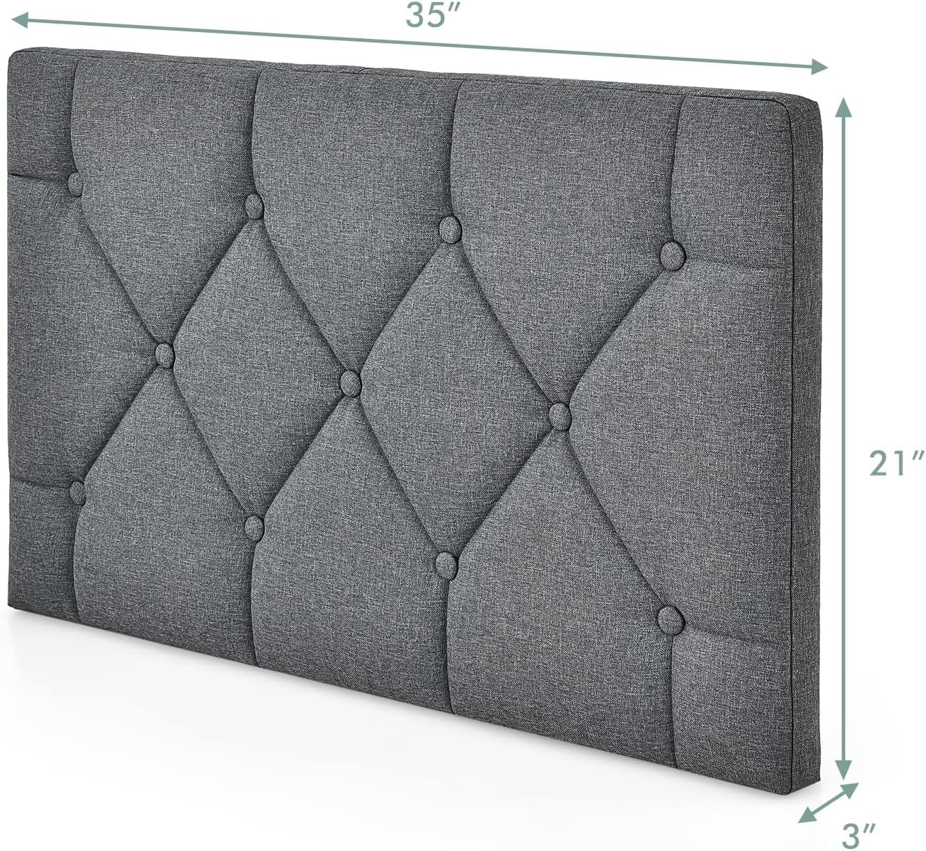 HOMGX Upholstered Twin/Twin XL Headboard, Linen Tufted Button Headboard for Bedroom & Guest Room, Wall-Mounted Single Headboard, Includes Connecting Device