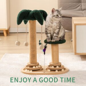 Large Cat Scratching Post - Sturdy Indoor Cute Cat Scratcher Sisal Fun Scratching Posts with Hanging Ball Large Cat Tree for Kittens Smaller Cats 22" Tall