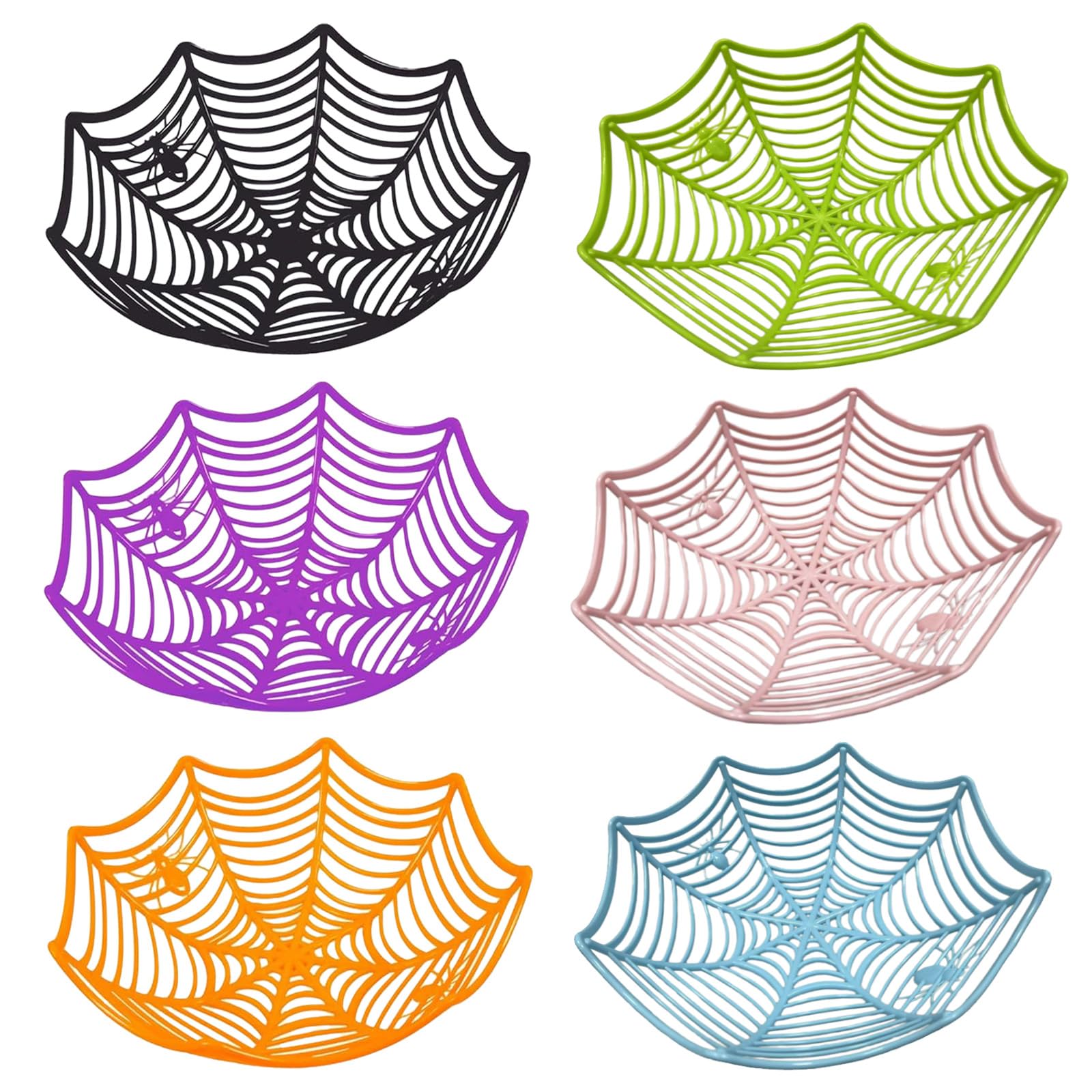 HEKEDES 6 Pcs Halloween Candy Bowl Set, Spider Web Halloween Candy Basket Halloween Tableware Decorations for Table Desk Haunted House Trick Or Treat Party Supplies Favors