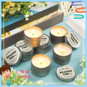 Nuanchu 8 Pcs Book Lover Candles Club Gifts 4 oz Book Scented Candle Reading Time Natural Soy Wax Candles for Book Lovers Librarian Bookish Club Gifts