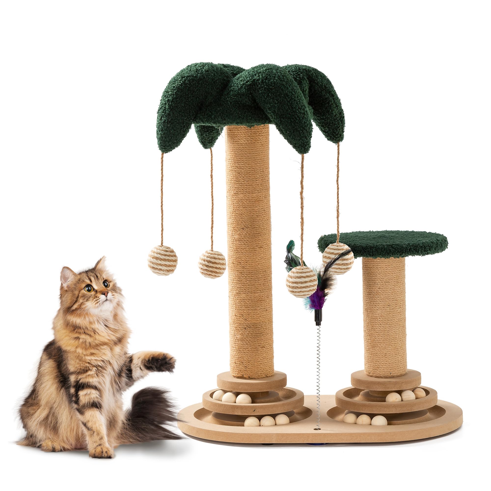 Large Cat Scratching Post - Sturdy Indoor Cute Cat Scratcher Sisal Fun Scratching Posts with Hanging Ball Large Cat Tree for Kittens Smaller Cats 22" Tall