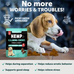 Artullano Hemp Calming Chews for Dogs - Advanced Dog Calming Treats - Dog Calming Chews - Anxiety Relief Treats - Thunderstorms, Separation Aid, Barking, Stress Relief - Hemp Oil - 70 Chews