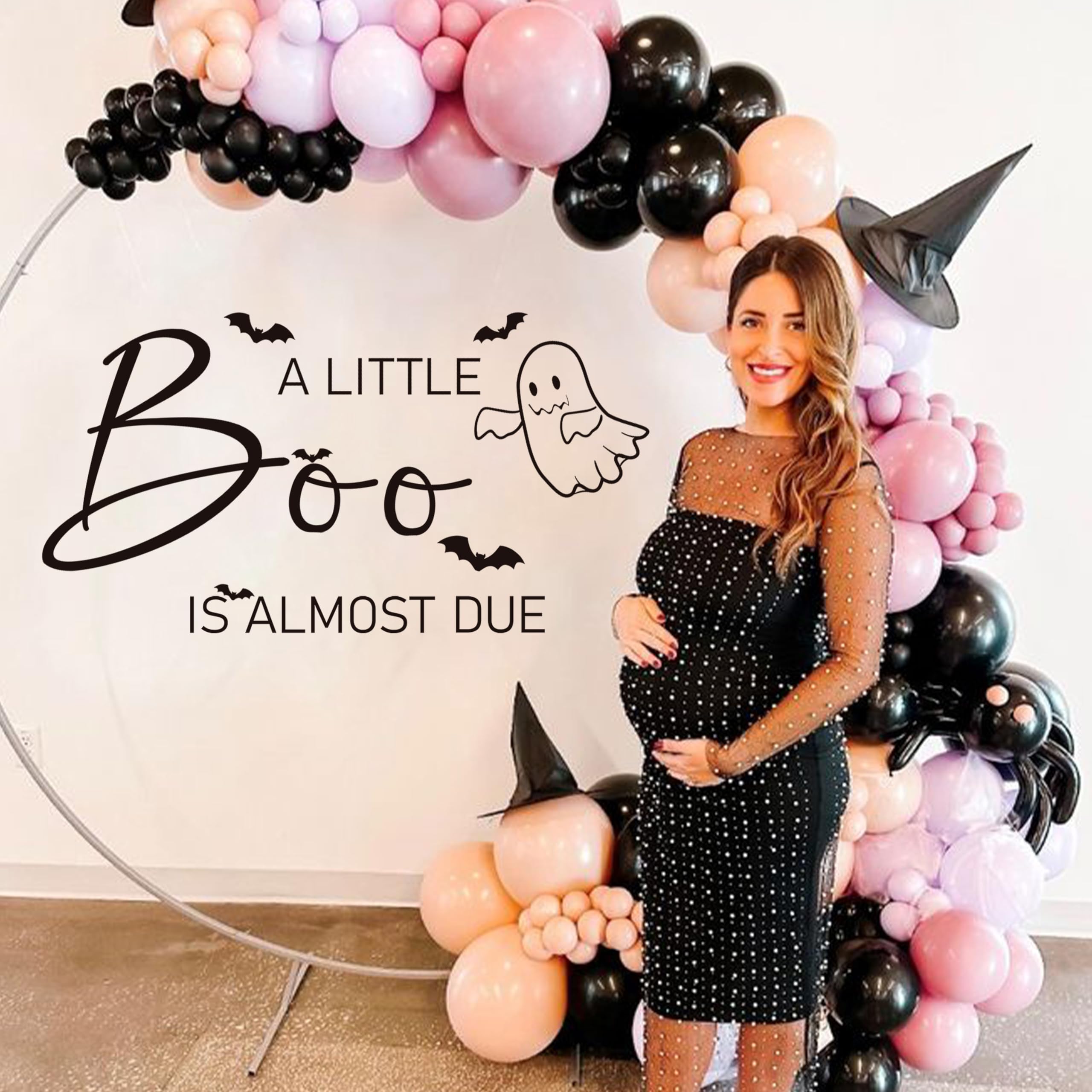 Gostman A Little Boo is Almost Due Decal - Halloween Balloon Arch Decal for Baby Shower,A Little Boo is Almost Due Party Decoration,Spooky Baby Gender Reveal Party Decor (Boo Decal)