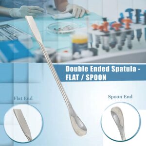 A2Z Multipurpose Lab Spoon Spatula Stainless Steel, Double Ended Sampling Spoon Long Handle Mixing Spatula for Medicine, Powders Gel Cap Filler- Laboratory Supplies for Experiments & Lab Use - 9 inch