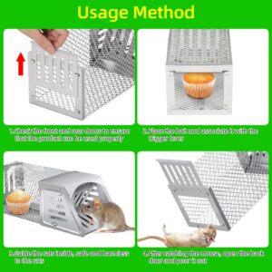 Humane Rat Trap Outdoor Chipmunk Rodent Trap Humane Mouse Trap Indoor Squirrel Trap,Metal Humane Rat Mouse Live Cage Trap,Sensitive Pedal Trigger,Live Animal Trap for Rodents,Moles,Voles,Mice