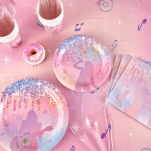 170 Pcs Gradient Birthday Party Decorations Paper Plates and Napkins, Its Me Hi Im the Birthday Girl Its Me, Music Party Favors Disposable Tableware Set for Girls Birthday Decorations Serve 24