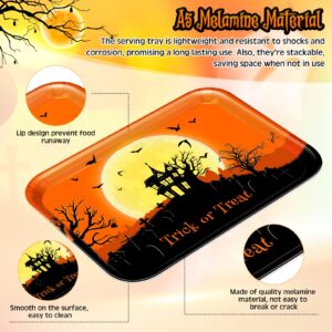 Baderke 3 Pcs Halloween Serving Trays 13 x 10 Inch Reusable Pumpkin Food Snack Trays Melamine Rectangular Party Dinner Plates for Halloween Trick or Treat Party Tableware Supplies