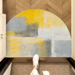 tomwish entrance way absorbent bath mat grey and yellow semi circle bathroom floor rug door mat non slip 16 x 24 inch indoor rug for kitchen living room