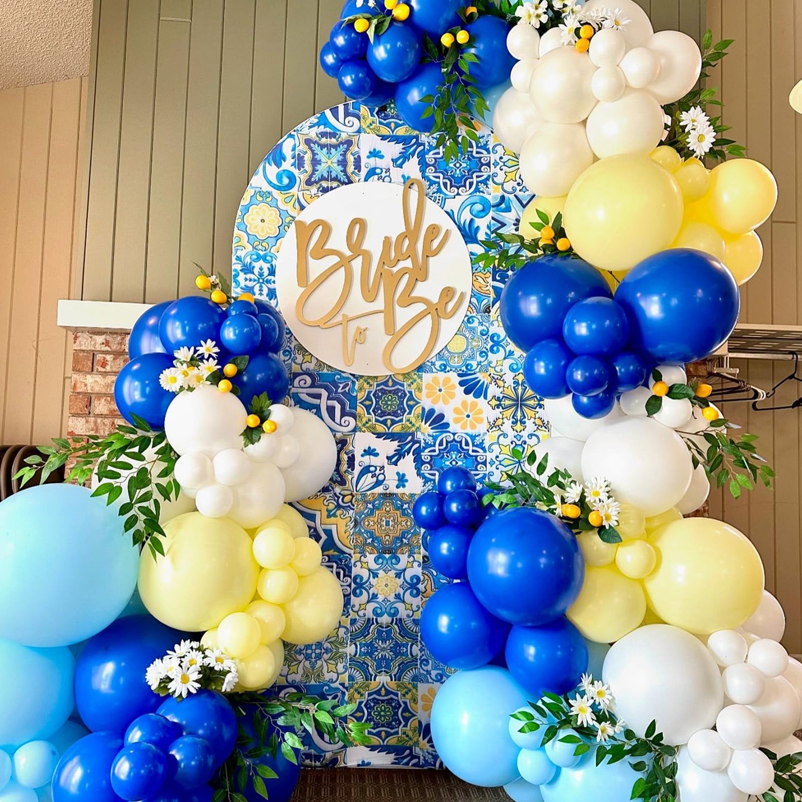 Blue Yellow Balloon Arch Kit, Royal Blue Light Blue Yellow Balloon Garland, Blue Yellow Gold Bridal Wedding Balloons for Birthday Wedding Baby Shower Lemon Bridal Shower Party Decorations