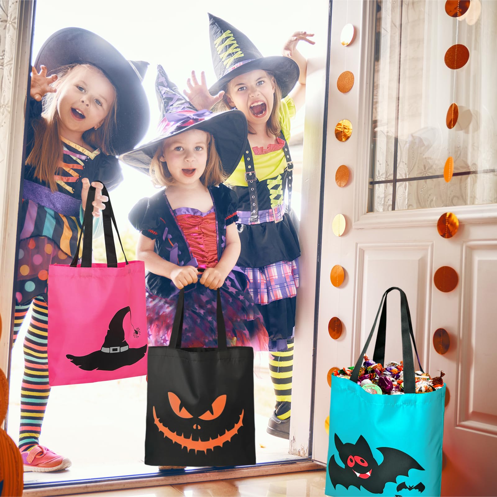 hsmyank 6PCS Halloween Trick or Treat Tote Bags, Halloween Party Bag For Candies, Biscuits, Cards12.5”X13”