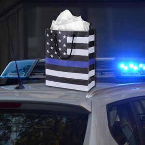 Havercamp Police Gift Bag! Police Party Bags make every gift exceptional! Durable Medium Gift Bag with Tissue Paper. No Cutting, Taping Required, Thin Blue Line Gifts (Blue, Black & Light Gray)