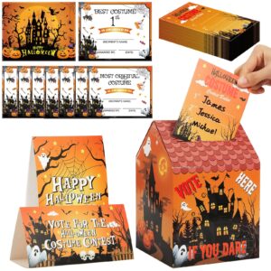 gisgfim 74pcs halloween costume contest ballot box voting box with slot, 64 voting ballots card 7 winner certificates 2 table signs kit for halloween costume vote awards dress up game party decoration