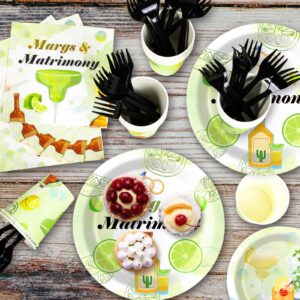 EggSun 120Pcs Margs And Matrimony Bachelorette Party Paper Plates Napkins Cups,Margs And Matrimony Decorations,Margarita Bachelorette Party Supplies,Bachelorette Fiesta Bridal Shower Party Serves 24