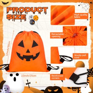 Silkfly 12 Pcs Halloween Drawstring Bags 12 x 10 Inch Trick or Treat Drawstring Backpack Bags Goody Gift Bags for Halloween Party