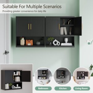 winiowa Metal Bathroom Wall Cabinet, Black Bathroom Cabinet Wall Mount with Adjustable Shelf, Over The Toilet Storage Cabinet Medicine Cabinets for Bathroom, Kitchen