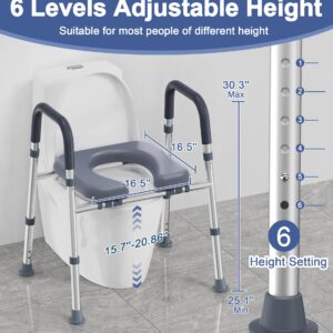 HOMLAND Toilet Seat Risers for Seniors, FSA/HSA Eligible Raised Toilet Seat with Handles & Padded Seat, Adjustable Height & Width, 400lb Handicap Elevated Toilet Seat for Elderly, Fit Any Toilet