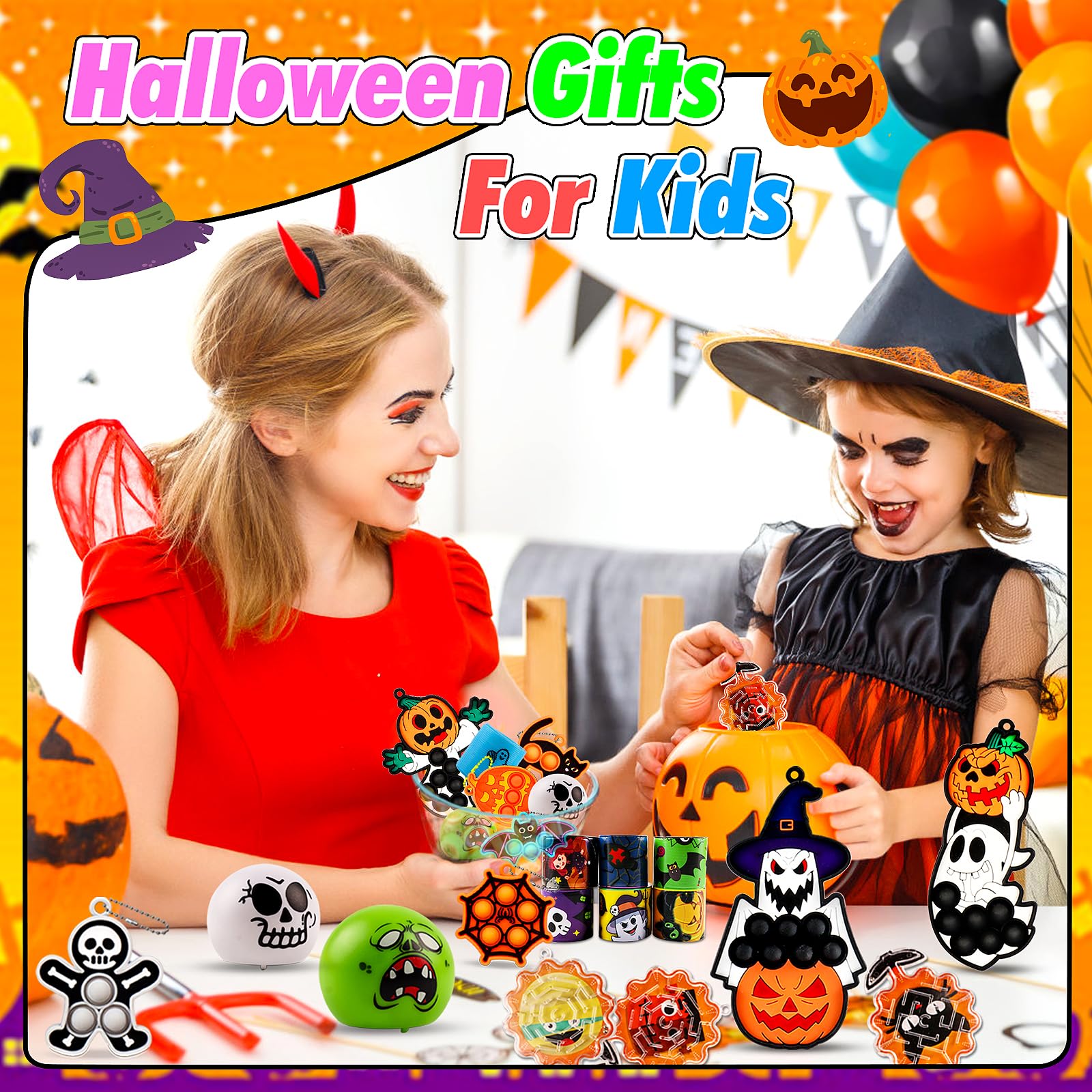 ChildFun 320 PCS Halloween Party Favors for Kids, Halloween Toys Bulk, Fidget Toys Bulk, Halloween Goodie Bag Stuffers, Halloween Classroom Favors, Halloween Treats Non Candy