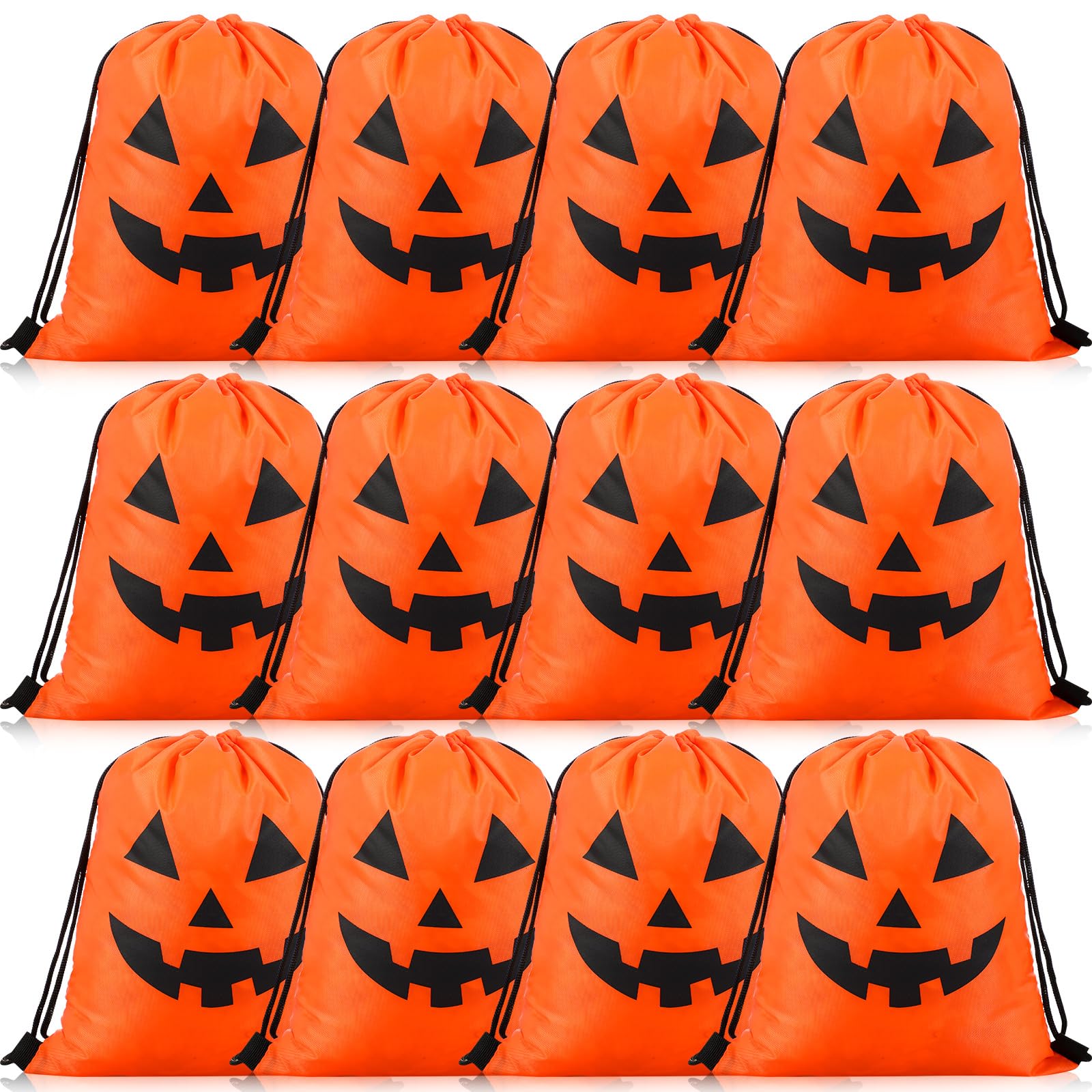 Silkfly 12 Pcs Halloween Drawstring Bags 12 x 10 Inch Trick or Treat Drawstring Backpack Bags Goody Gift Bags for Halloween Party