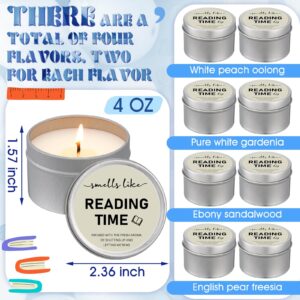 Nuanchu 8 Pcs Book Lover Candles Club Gifts 4 oz Book Scented Candle Reading Time Natural Soy Wax Candles for Book Lovers Librarian Bookish Club Gifts