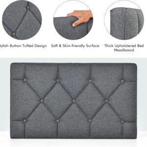 HOMGX Upholstered Twin/Twin XL Headboard, Linen Tufted Button Headboard for Bedroom & Guest Room, Wall-Mounted Single Headboard, Includes Connecting Device