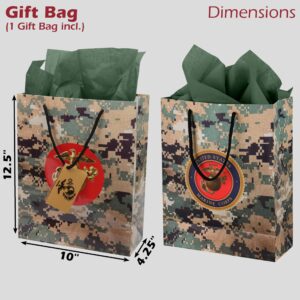 Havercamp U.S. Marines Gift Bag (1) USMC Gift bags feature Official Marines Coat of Arms Insignia and Eagle & Globe Insignia. Veterans Gift Bags, Marine Decorations for Party (Military Camo)