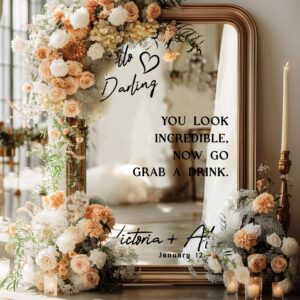 Personalized DIY Wedding Mirror Welcome Sign Decal - Custom Vinyl Sticker with Bride & Groom Names - Elegant Lettering for Bridal Shower, Reception Wall Decor, Event Signage