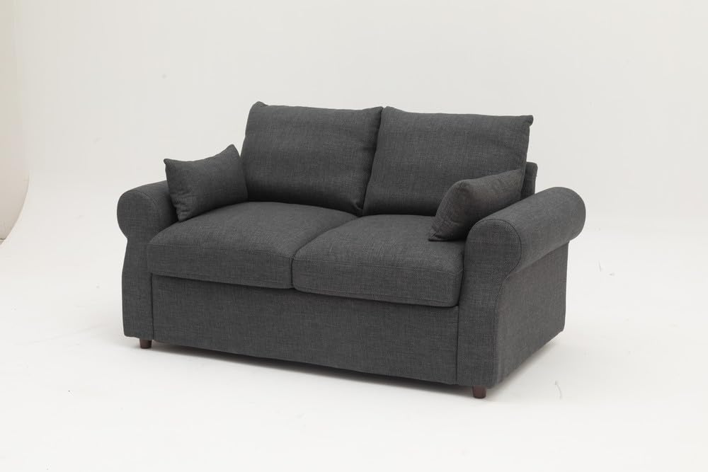 Panana Linen Fabric Sofa with Lift-up Under Storage, Light or Dark Gray, 2 or 3 Seater (Dark Gray Linen Fabric, 2 Seater)