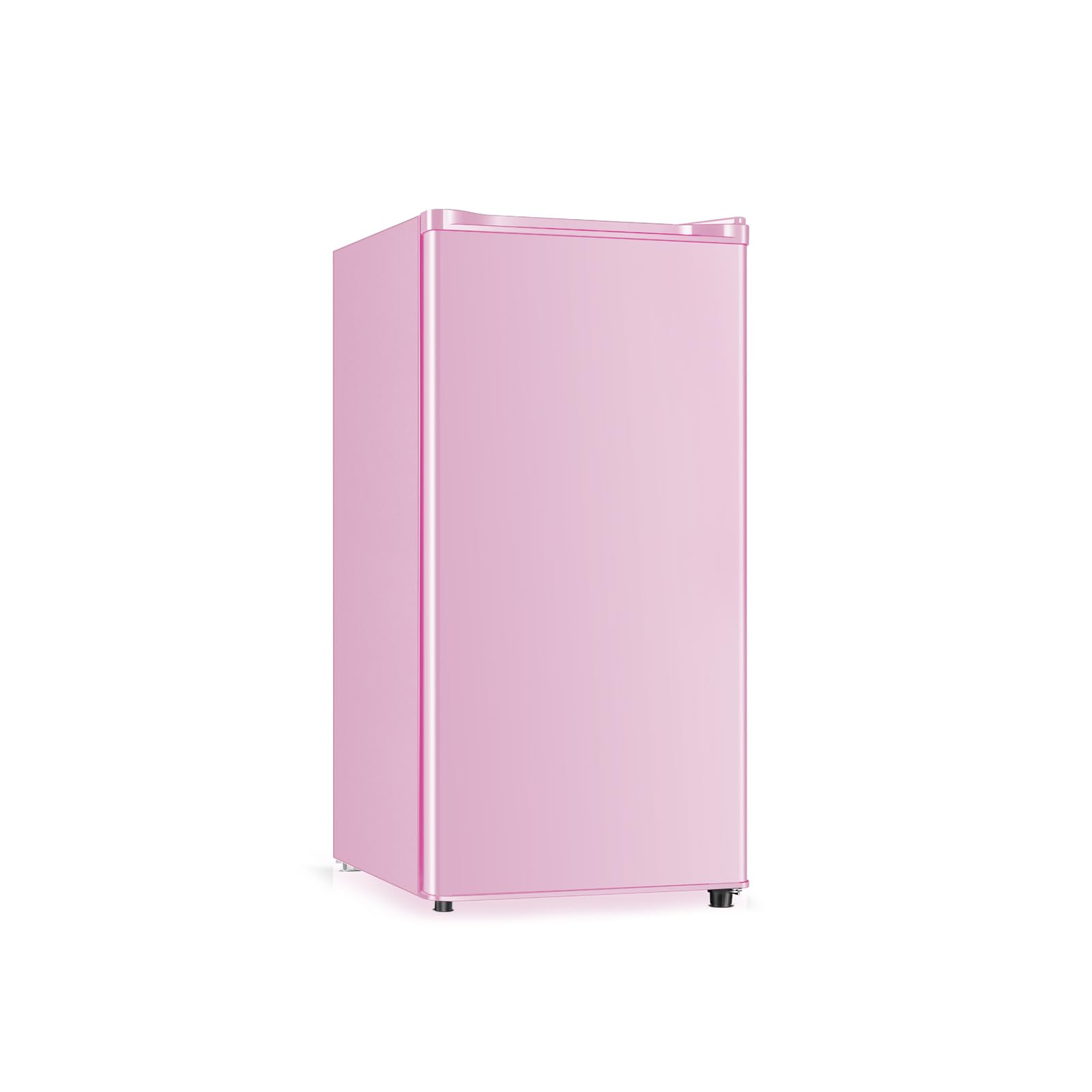 Seaoola Mini Fridge with Freezer, Single Door 3.1 Cu.Ft, Compact Mini Refrigerator, LED Light, Adjustable Thermostat, Removable Glass Shelves, Small Refrigerator for Dorm/Office/Bedroom(Pink)