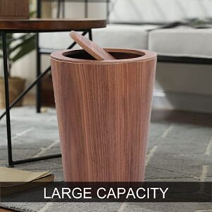 Nirelief Wood Waste Bin with Swing Lid Round Trash Can Kitchen Garbage Basket for Bedroom Wooden Rubbish Bin for Hotel Round Wastebasket Can Garbage Basket for Living Room Waste Bin with Swing Lid