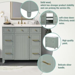 Eafurn 36" Bathroom Vanity with Sink Combo Set, Modern Undermount Shaker Cabinet, Includes Countertop & Integrated Sink, Soft Closing Door and 4 Drawers, Bath Room Dresser