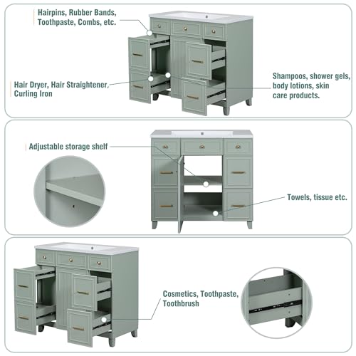 Eafurn 36" Bathroom Vanity with Sink Combo Set, Modern Undermount Shaker Cabinet, Includes Countertop & Integrated Sink, Soft Closing Door and 4 Drawers, Bath Room Dresser