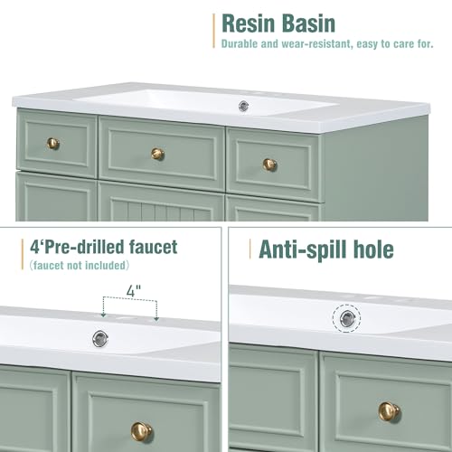 Eafurn 36" Bathroom Vanity with Sink Combo Set, Modern Undermount Shaker Cabinet, Includes Countertop & Integrated Sink, Soft Closing Door and 4 Drawers, Bath Room Dresser