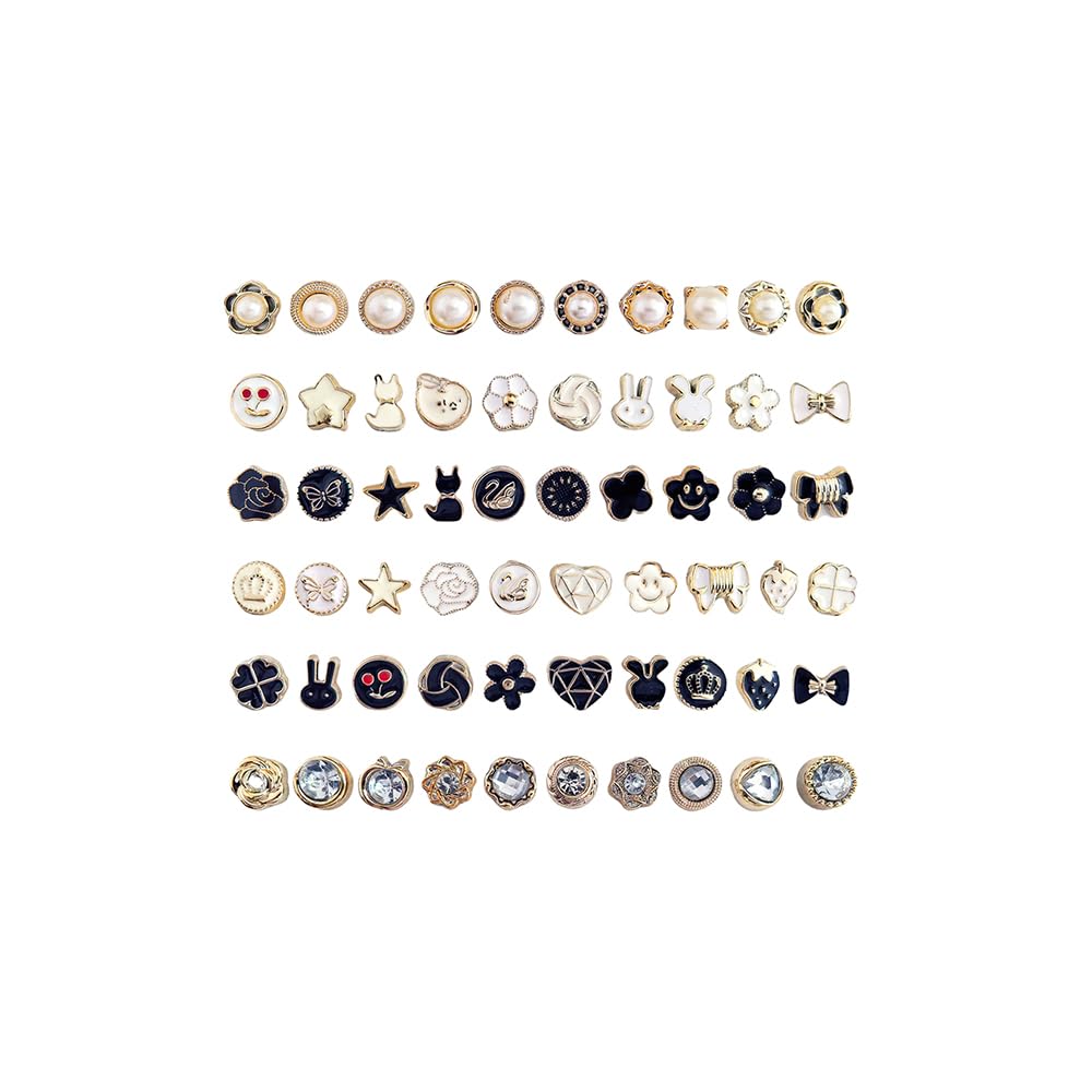 Charms for Socks 120pcs Random Pearl Brooch Buttons Rhinestone Brooch Pins Button Covers for Women Junk Sock Jewelry Charms Pins for Shoes Sneakers Sambas Shirt Hat Clothing Decorative Safety Button